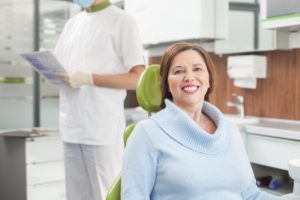 Woman undergoing transition from dentures in Vienna, VA.